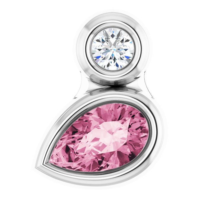 Sterling Silver 5x3 mm Pear Natural Pink Tourmaline & .03 CT Natural Diamond Pendant